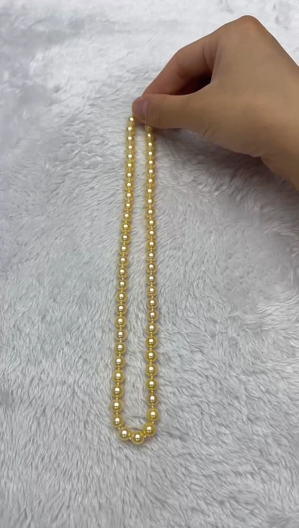 海水珍珠银S925镶嵌项链AK羽皇金7-7.5mm