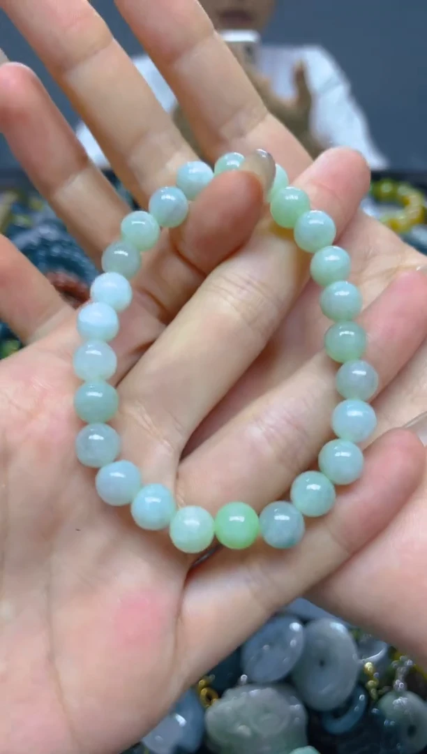 颈饰未镶嵌翡翠7MM/ Q /翡翠A货，一件也是批发价