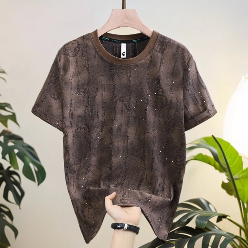 短袖扎染蝴蝶T恤男士夏季薄款透气短袖帅气简约男生圆领半袖ins潮