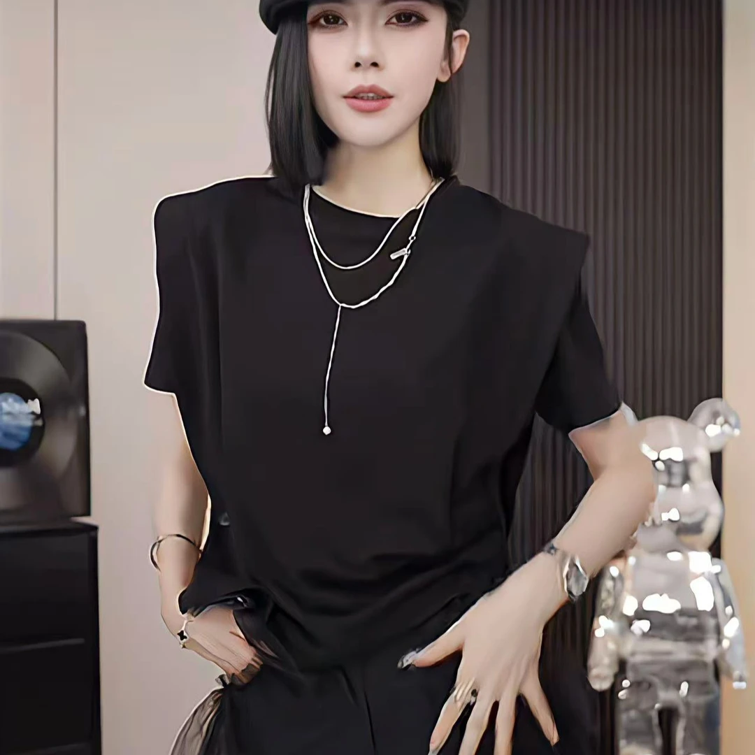 不规则提花短袖T恤