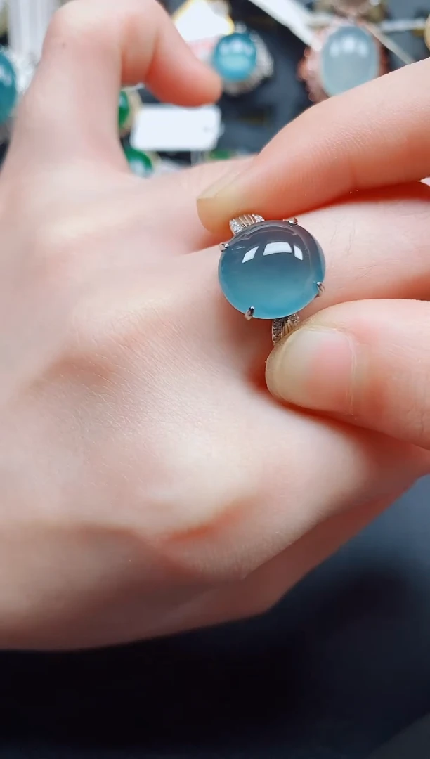 银S925镶嵌戒指翡翠翡翠