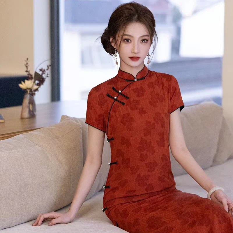 【青未了】2025春款新出炉气质少女时尚天舒提花日常显气色复古旗袍