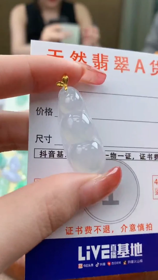 颈饰18K金镶嵌翡翠天然A货翡翠挂件