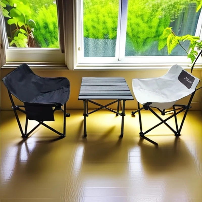 高品质碳钢3件套，蛋卷桌+月亮椅×2，承重300斤，日晒雨淋不变形