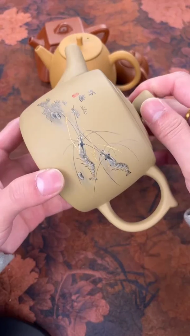 茶杯紫砂-虾趣井栏壶
