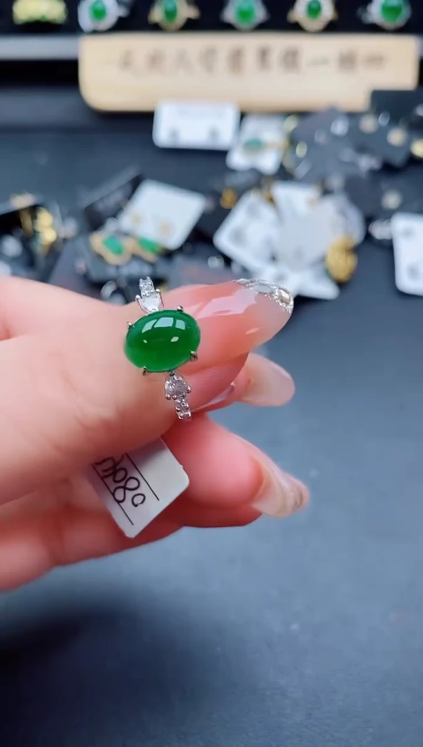 银S925镶嵌戒指翡翠580