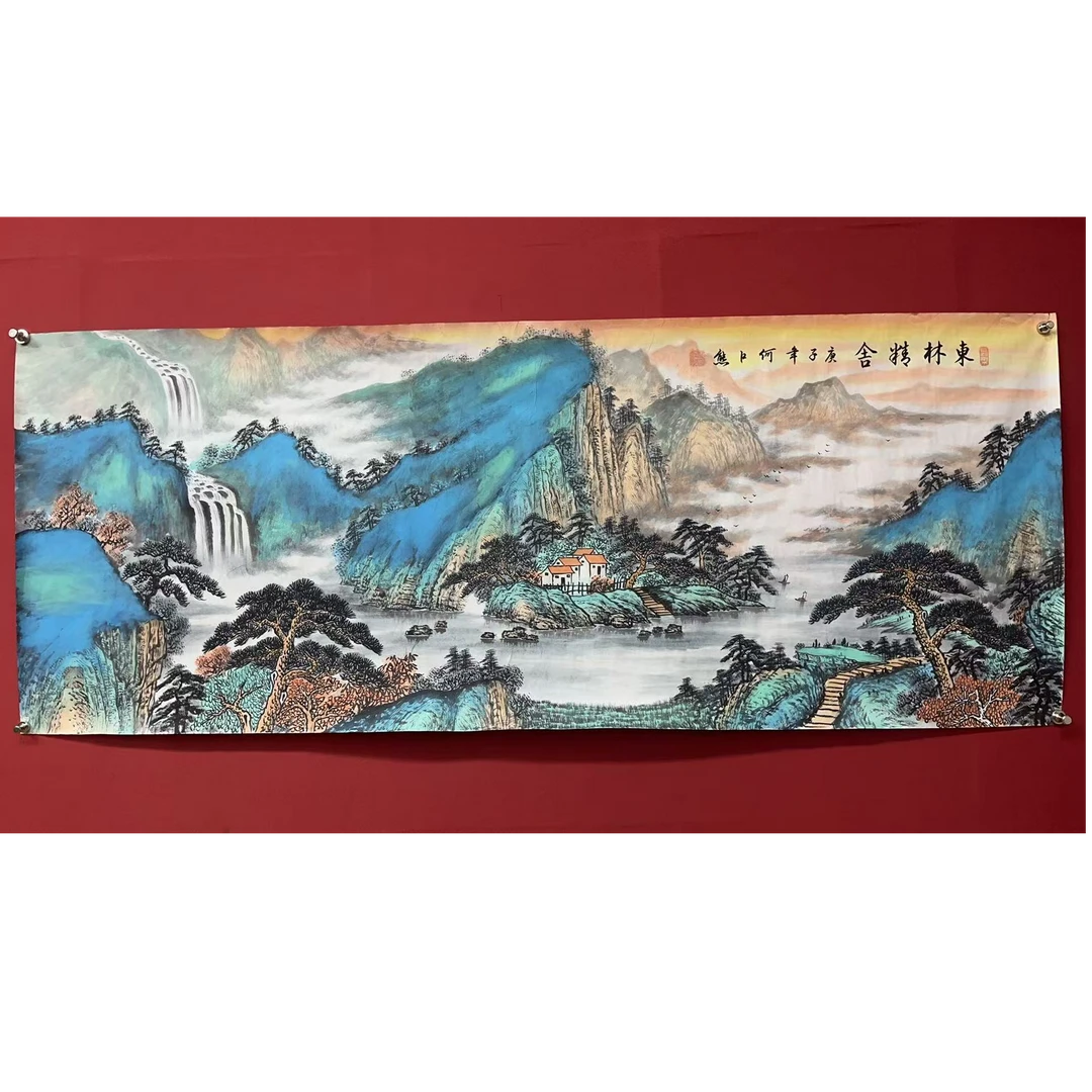 《东林精舍》六尺何江熊手绘山水国画