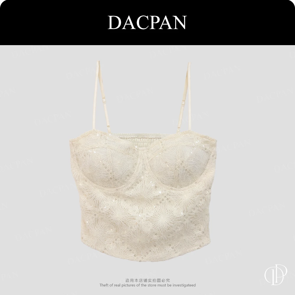 DACPAN-“亮丽”睫毛蕾丝内搭小上衣 固定胸垫 2025/盼·YP421
