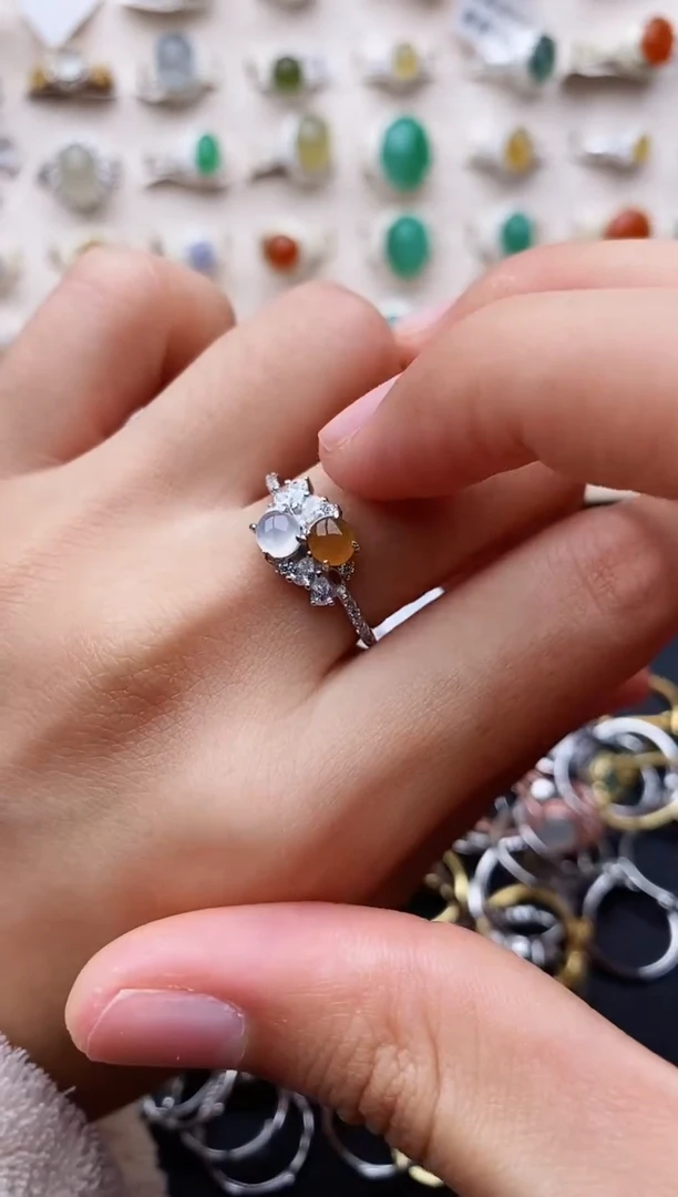 【闪购商品】翡翠戒指银S925镶嵌缅甸翡翠