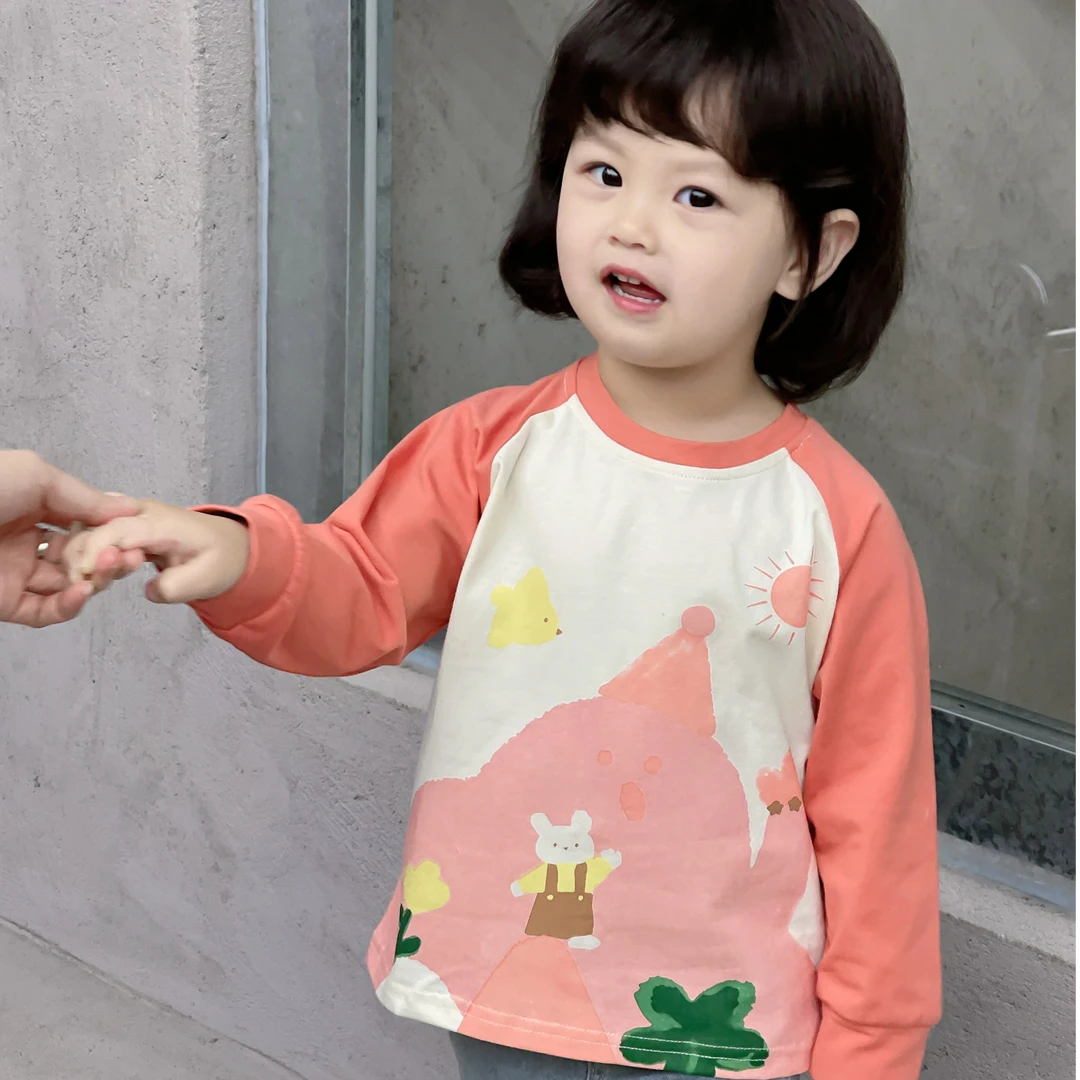 2025棉T恤卡通春秋洋气春装圆领长袖幼儿打底衫小童休闲男童女童