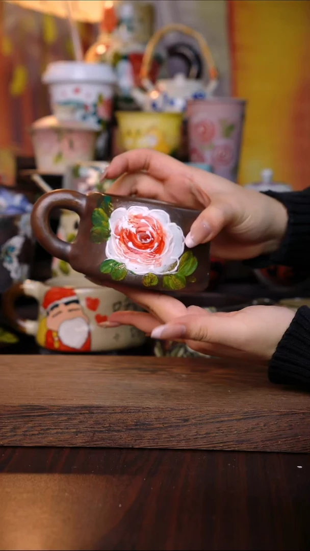 杯子陶泥垚手作 景德镇手工手绘陶瓷器物