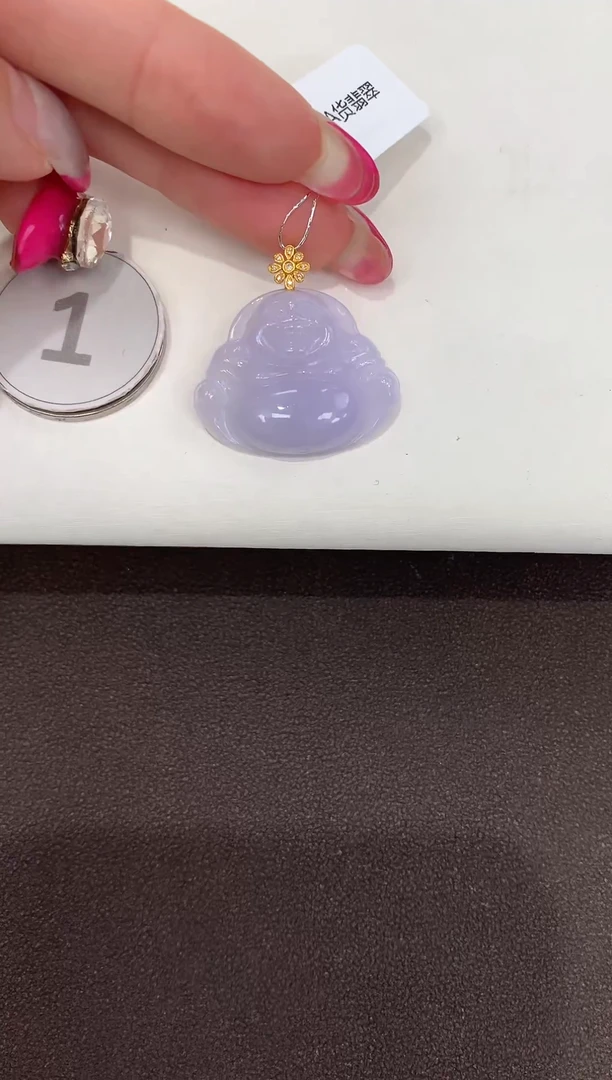 颈饰18K金镶嵌翡翠天然缅甸a货翡翠