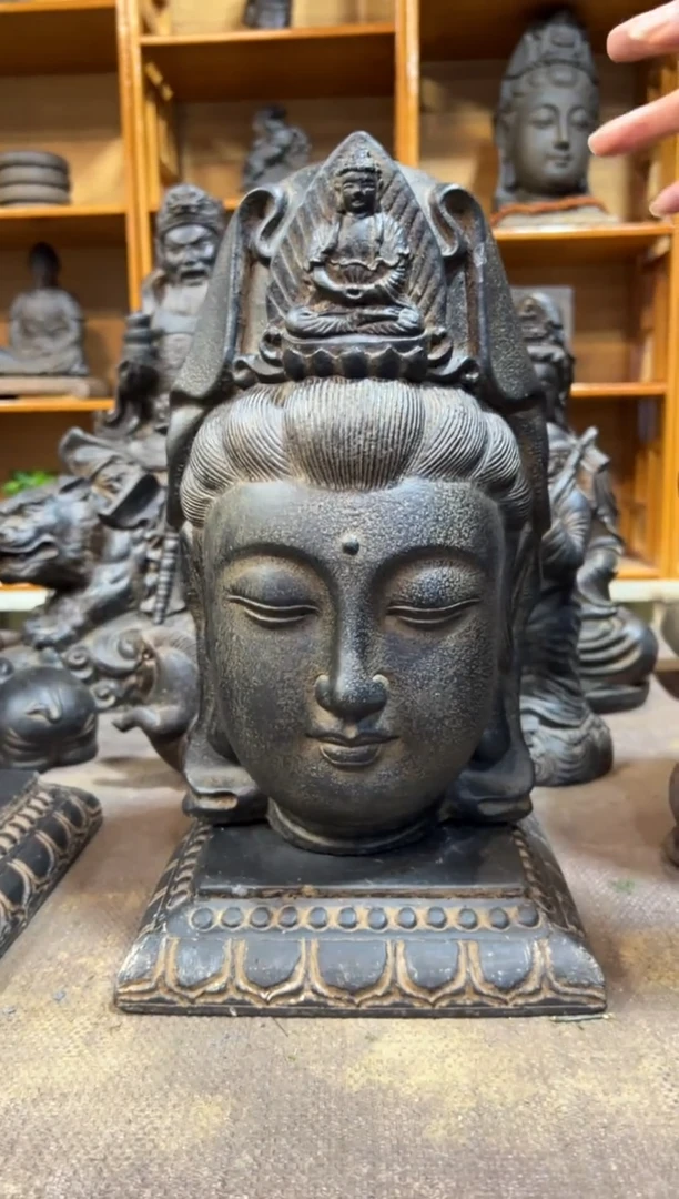 陶土【火山泥】观音佛首+莲花底座