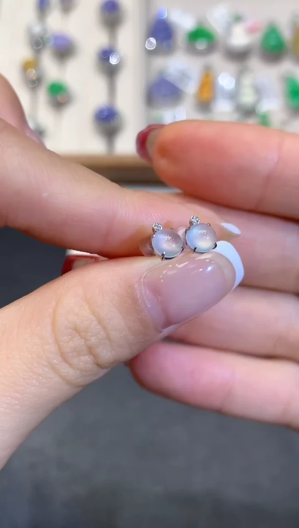 翡翠18K金镶嵌耳饰L1009多样性发其一