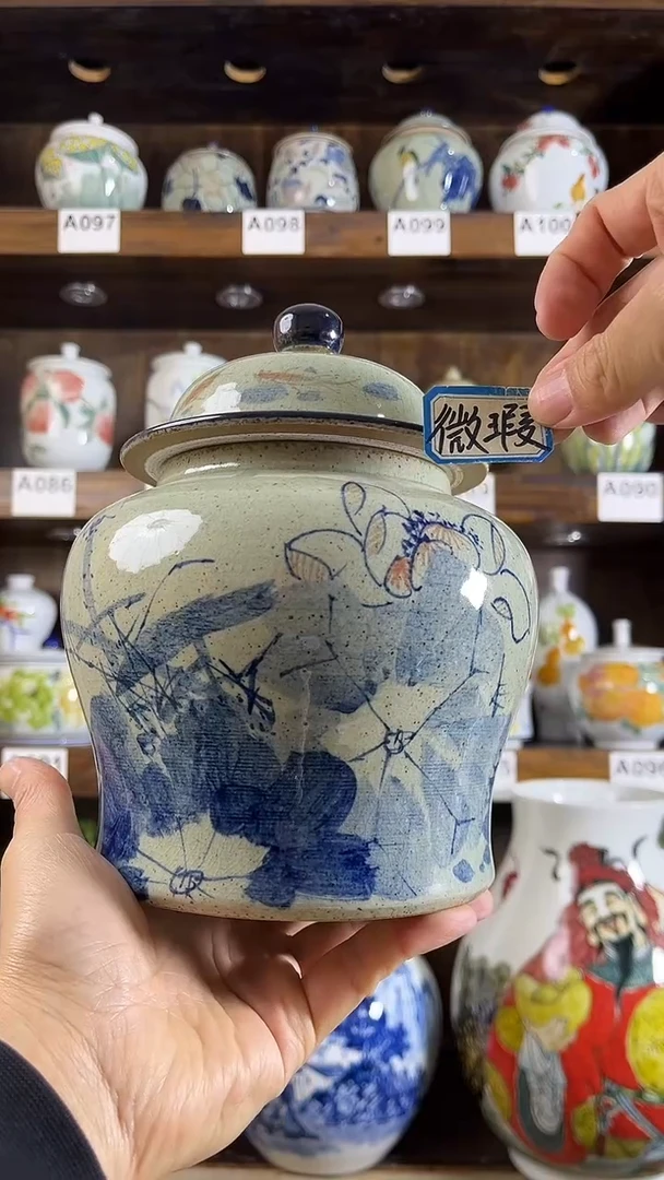 【闪购商品】纯手工手绘荷塘月色2储物罐