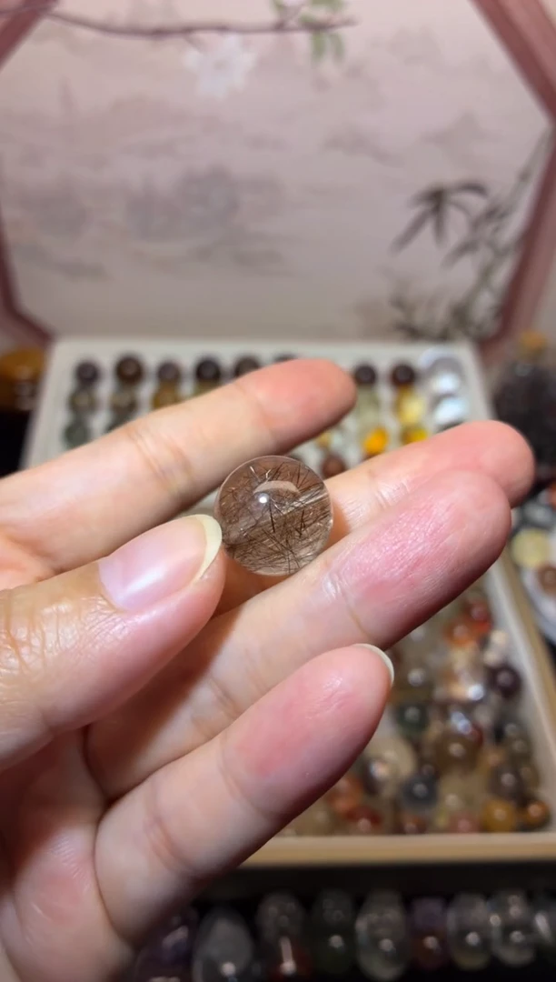 未镶嵌珠宝半成品水晶15mm+黑铜发单珠