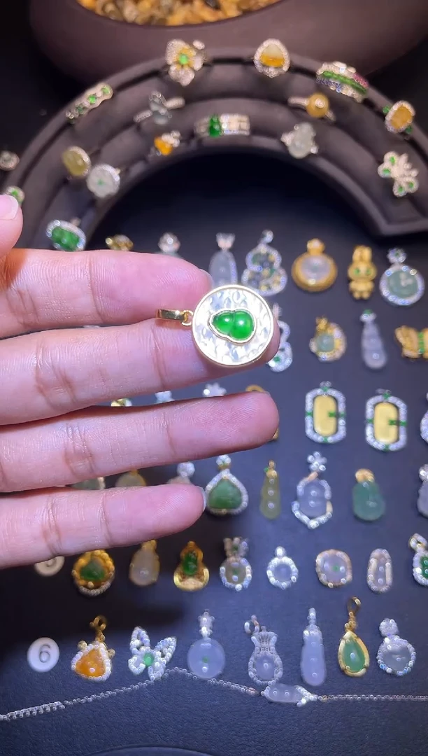 吊坠(不含链)银S925镶嵌翡翠1