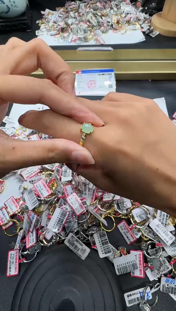 翡翠戒指银S925镶嵌戒指292