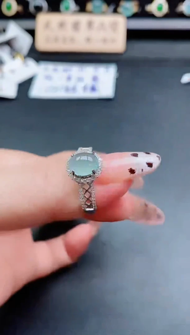银S925镶嵌戒指翡翠1