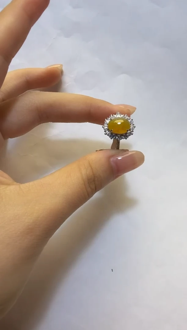 银S925镶嵌戒指翡翠925银镶缅甸A货翡翠戒指