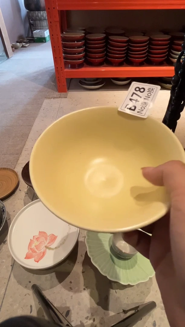 瓷片花*b478微暇福利奶黄发色条纹万福碗