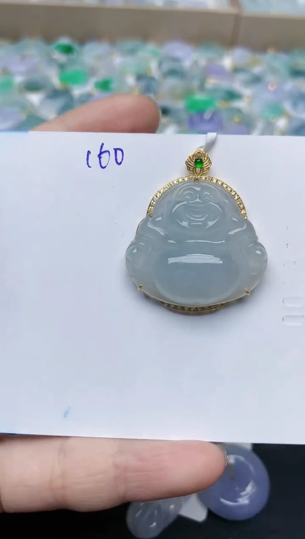 【闪购商品】翡翠颈饰18K金镶嵌天然翡翠A货