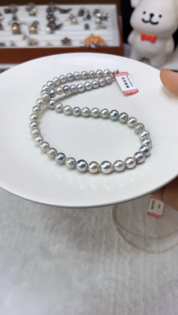 颈饰银S925镶嵌海水珍珠真多麻