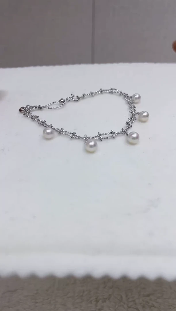 银S925镶嵌手链海水珍珠