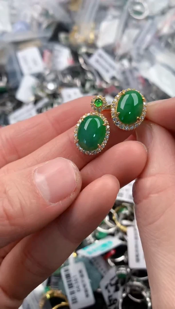 银S925镶嵌戒指翡翠4                  5