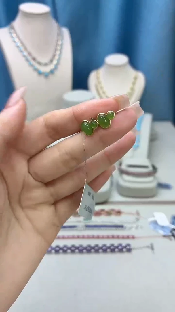 银S925镶嵌和田玉耳饰047BJ1209产品一个（多样性）