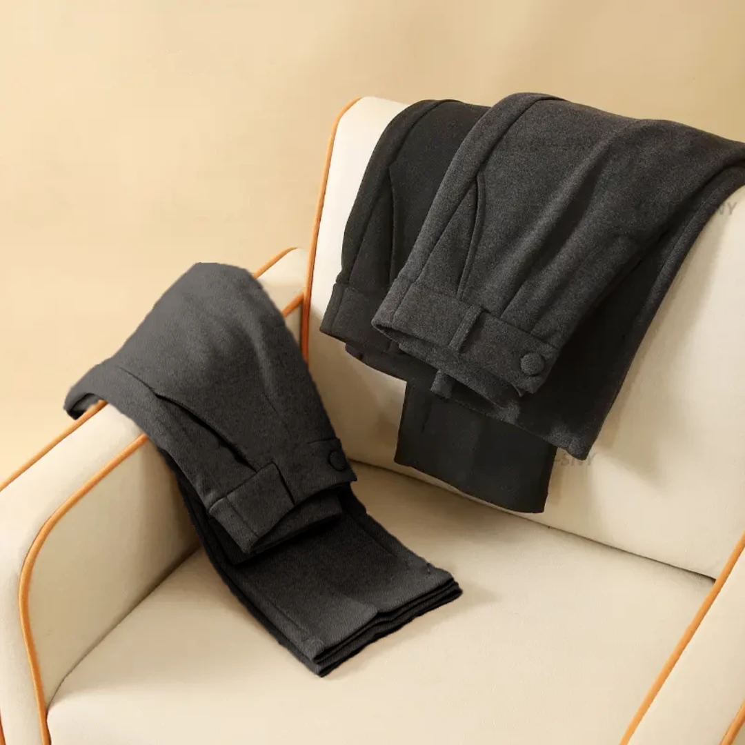 25年秋新款 羊 毛醋酸烟管裤显瘦萝卜裤带口袋加厚毛呢裤女 20108