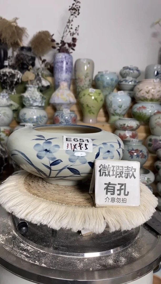 平****4瓷韵花盆 E651 手工制品 完美主义者慎拍