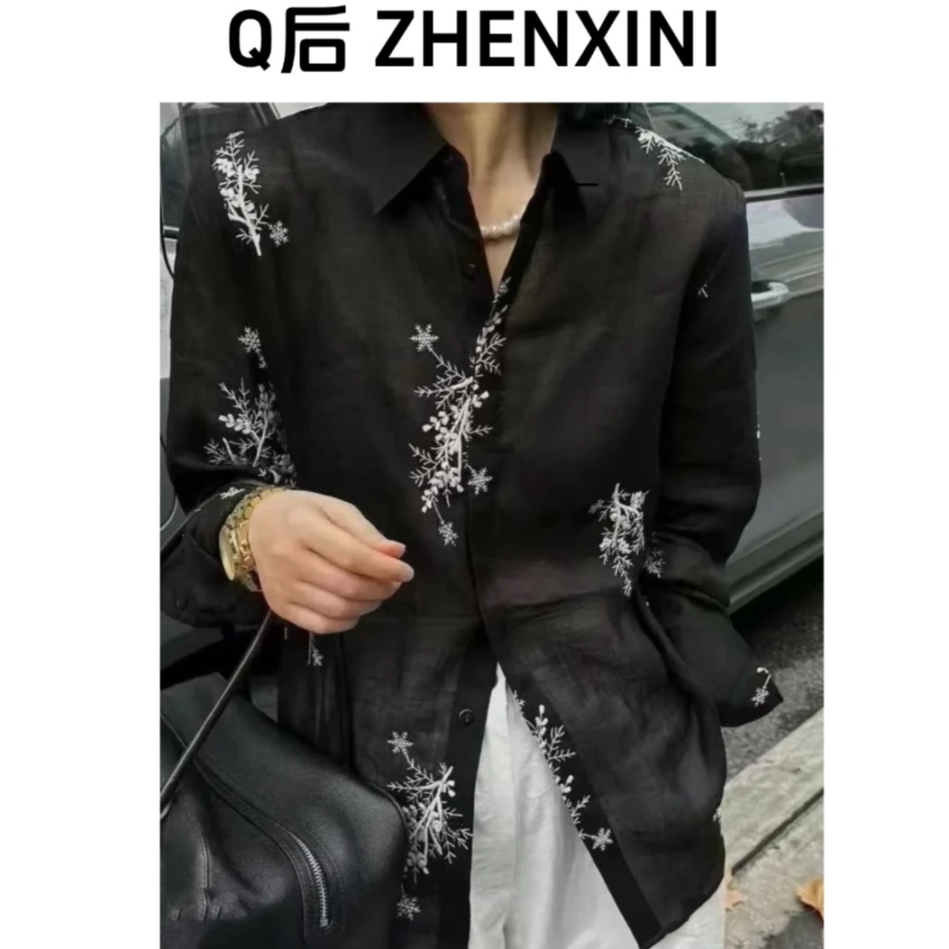 Q后严选.【姹紫嫣红】25当季新款设计款刺绣百搭潮流衬衫8880
