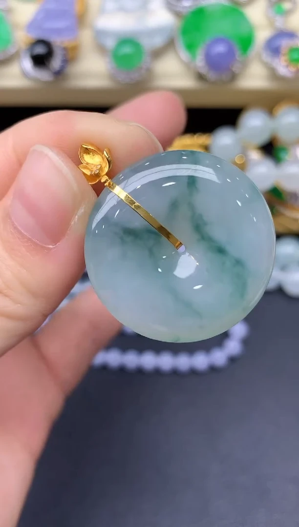 颈饰18K金镶嵌翡翠97-雪姐翡翠天天见