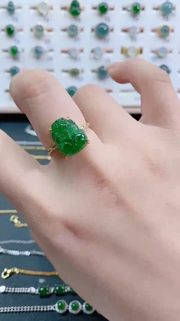 银S925镶嵌戒指翡翠天然翡翠