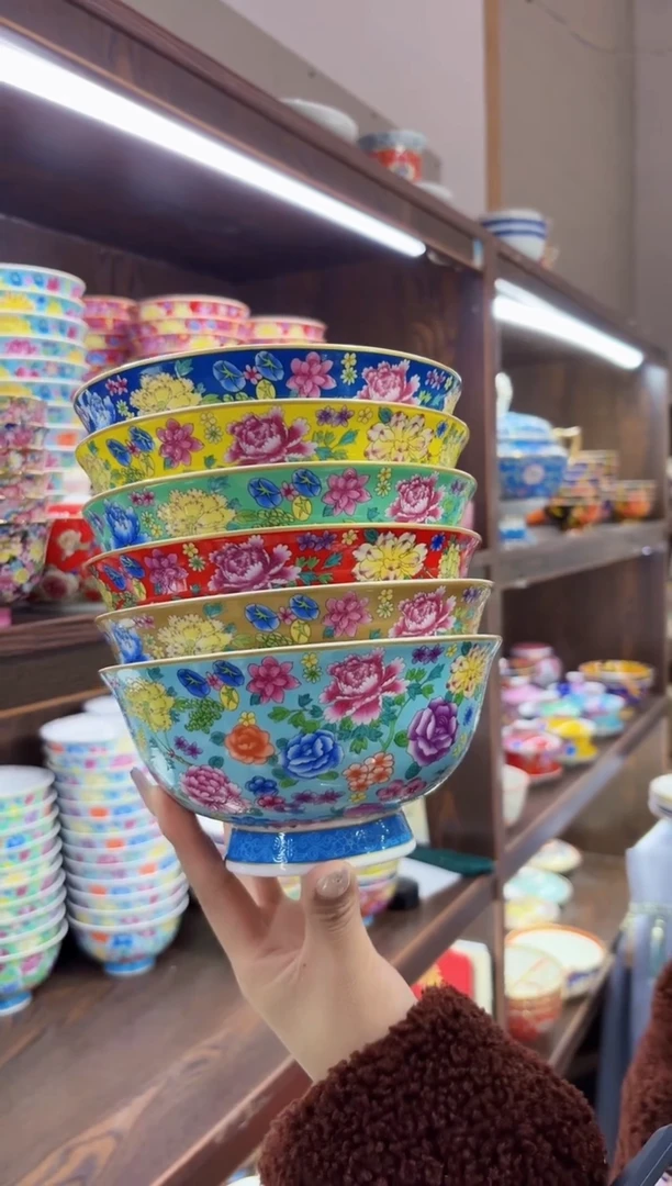 珐琅6英寸面碗6个景德镇陶瓷