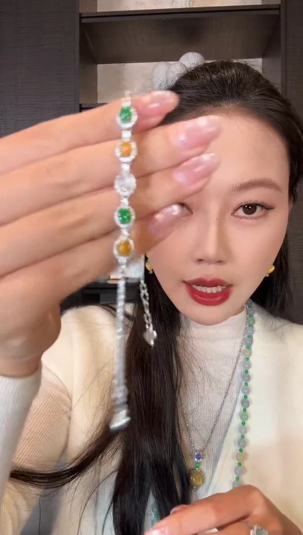银S925镶嵌手链翡翠19