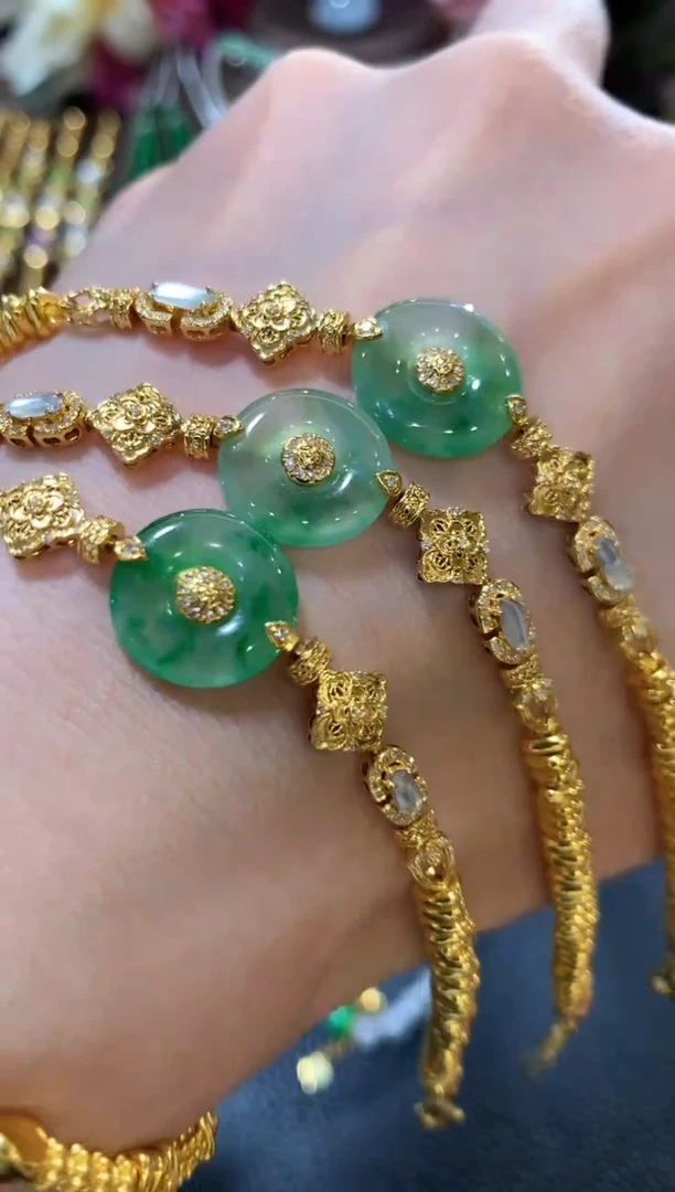 足金镶嵌手链翡翠a40多样性一件发货