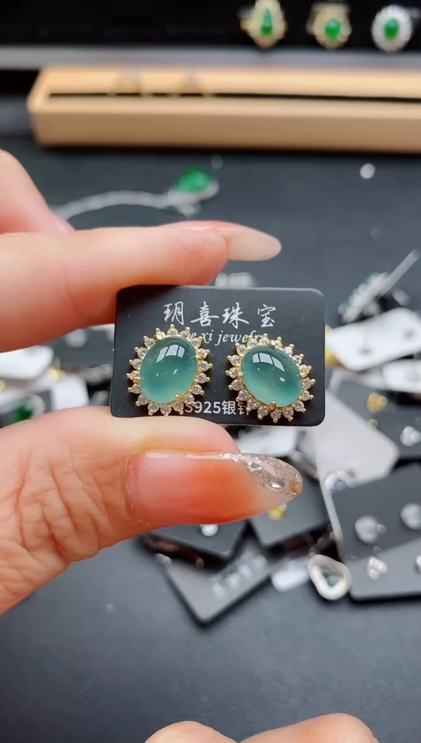 银S925镶嵌戒指翡翠1