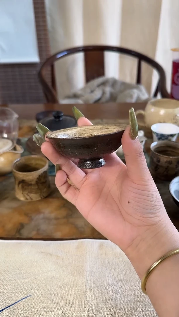 瓷片手作书法普洱杯