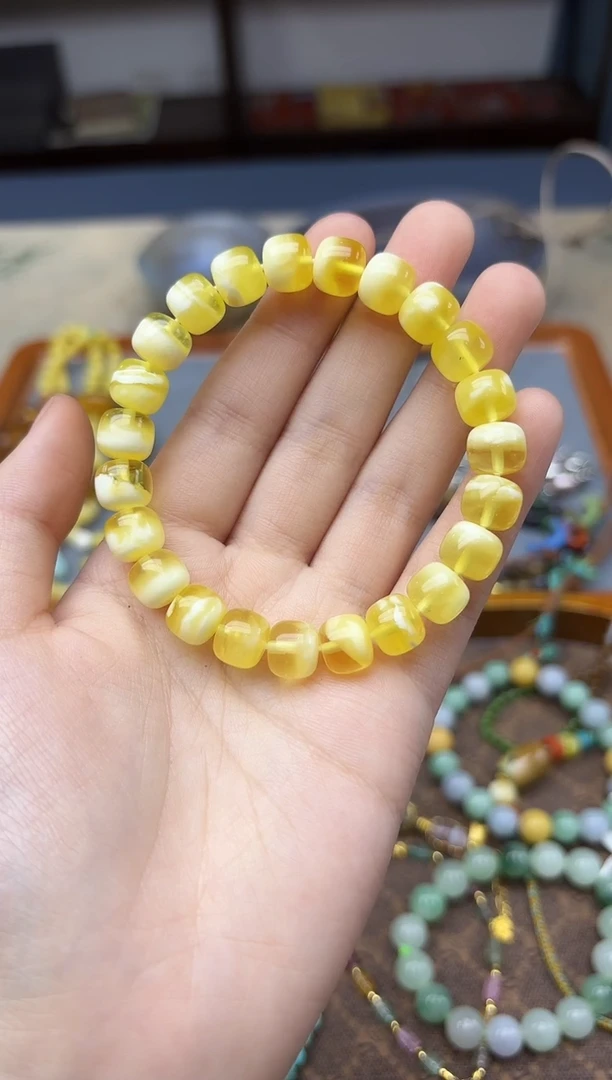 裸石蜜蜡未镶嵌水*蜜蜡老型手串8*9mmYN