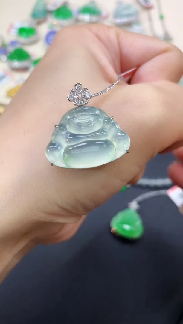 翡翠18K金镶嵌吊坠(不含链)佛公|16800