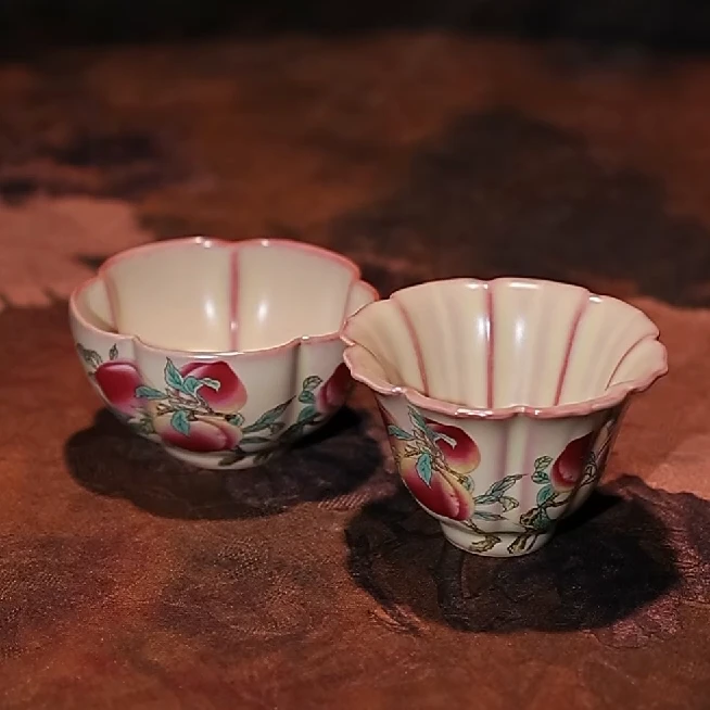 顶先 九桃花口杯+葵口杯 A12756