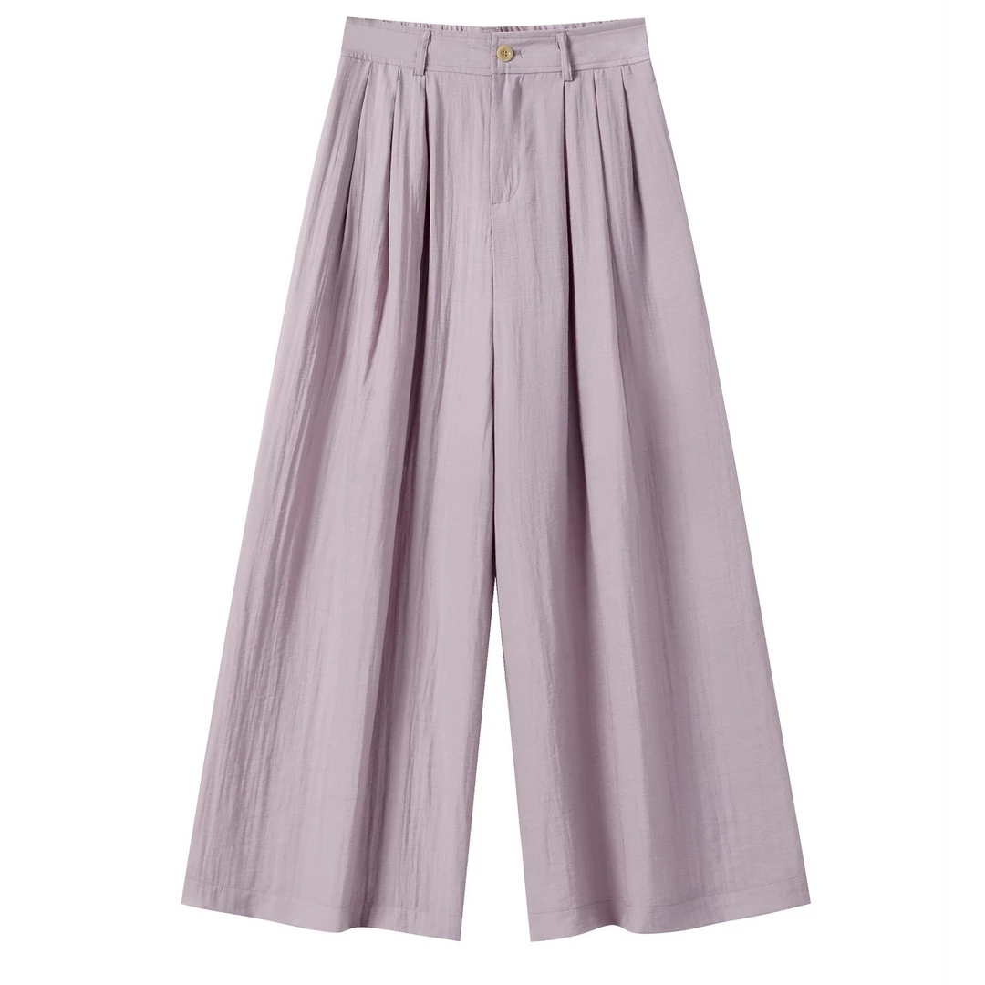 羊城故事-山本阔腿休闲裤女纯色慵懒风高腰显瘦百搭直筒裤1137