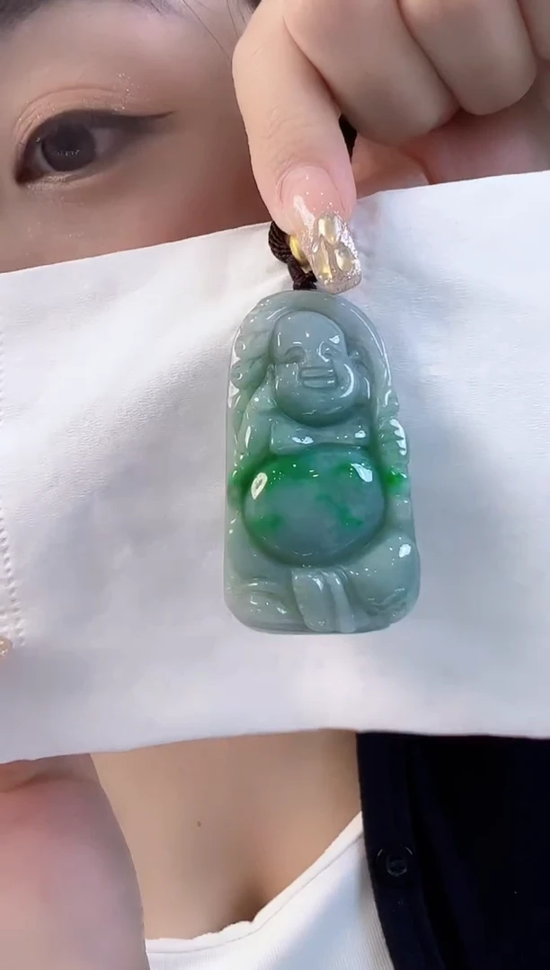 【闪购商品】翡翠颈饰未镶嵌翡翠阳绿大肚佛