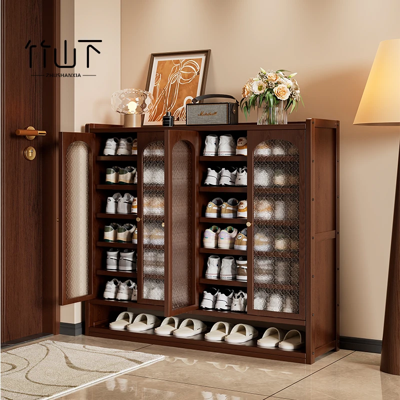 实木鞋柜2025最新款大气上档次靠墙一体柜鞋架子多层家用结实耐用