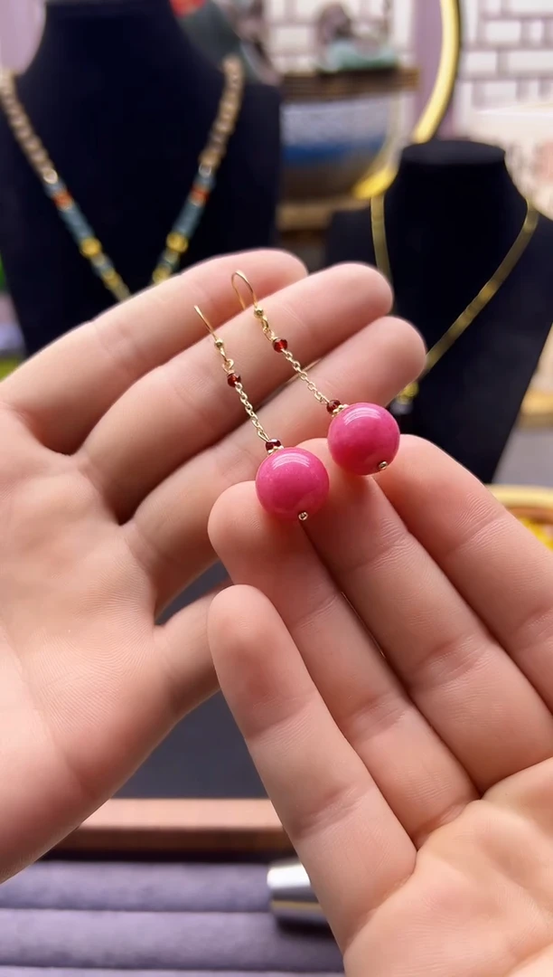 碧玺耳饰14K金镶嵌E190