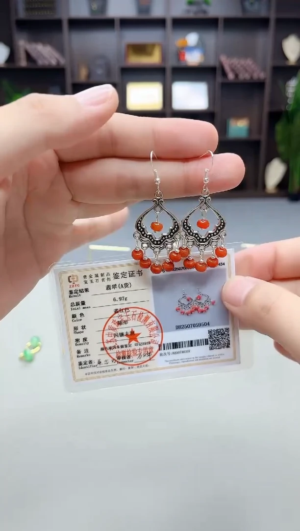 银S925镶嵌翡翠耳饰332000