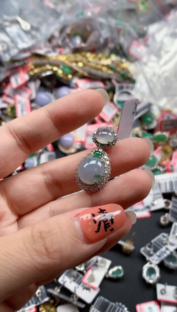 银S925镶嵌戒指翡翠天然A货缅甸翡翠