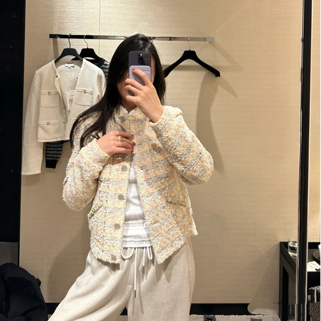 lbubu6月狂欢季香家新款彩色编织粗花呢外套